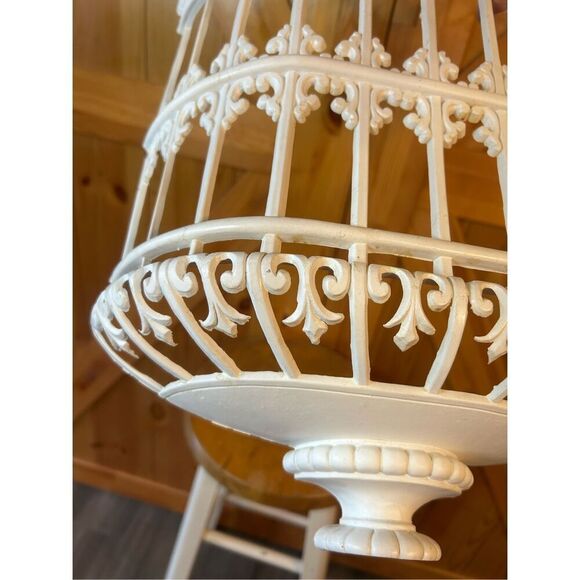 LARGE VINTAGE WHITE RESIN BIRD CAGE WALL HANGING ~ UNIVERSAL STATUARY 1974 - Picture 11 of 13